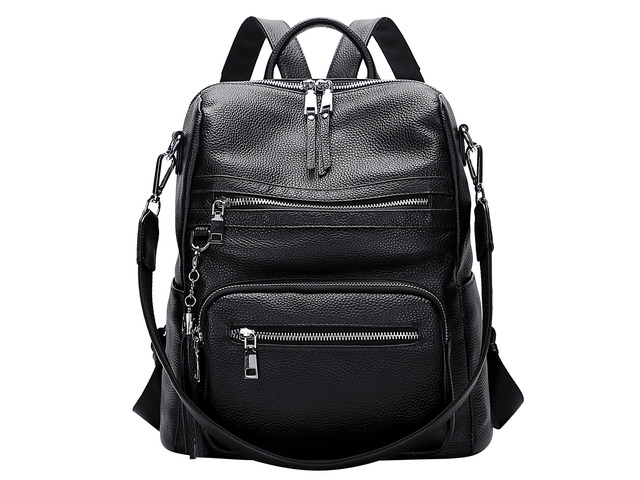 Genuine Leather Backpack for Women Soft Large Shoulder Bag Fits 11' ipad, Multi-pockets, Large Capacity Casual Shoulder Daypack for Daily Use,...