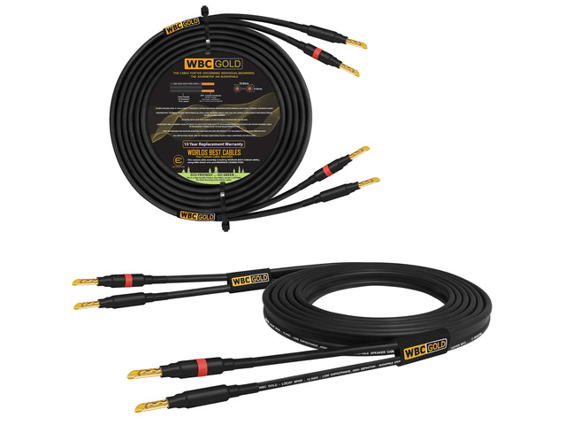 20 Foot WBC-GOLD-LOCAP-SPKR-12 AWG - Low-Capacitance - Low-Inductance - High Purity OFC - Audiophile HiFi Speaker Cable Pair with Eminence Gold...
