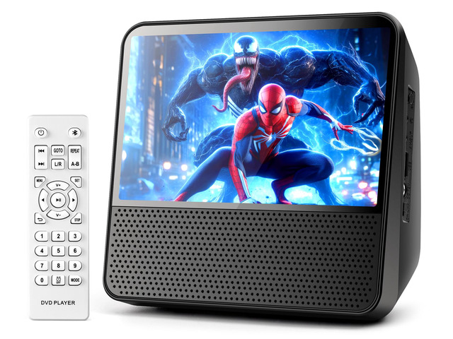 9.8' Portable DVD Player, 7' 1024x600, DVD & CD, Bluetooth 5.1 & 4000mAh Bluetooth 5.1 TX & RX, compact, family car travel home, 3-5 hour playback,...