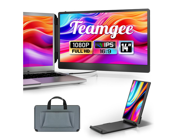 Laptop Screen Extender, 14' IPS 1080 FHD Portable Monitor Built-in Speakers & Kickstand, Compatible with Mac Windows Android Dex Harmony, Fits...