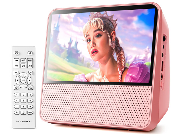 9.8' Portable DVD Player, 7' 1024x600, DVD & CD, Bluetooth 5.1 & 4000mAh Bluetooth 5.1 TX & RX, compact, family car travel home, 3-5 hour playback,...