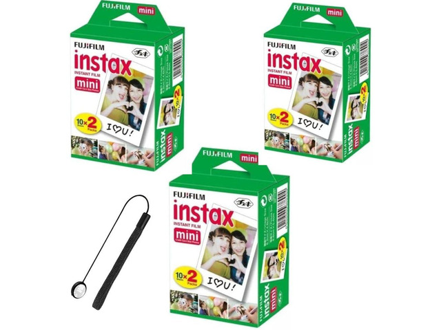 White Instax Mini Instant Film, Credit Card Size Mini Cameras (3 Twin Packs) +