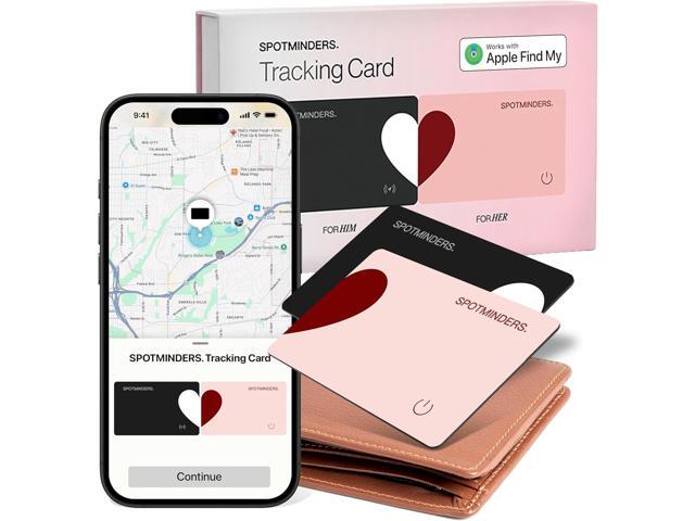 Slim Rechargeable Tracking Card 2 Pack Black Pink Apple Find My iOS