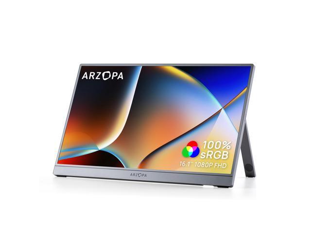 FHD 1080Pack Portable Monitor, 16.1 Gray IPS Screen 100 sRGB High Color Gamut