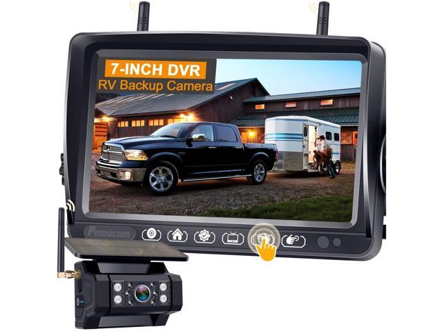 7 Inch Touch Key Monitor Recording HD 1080Pack Wireless Backup Camera, Solar Magnetic Long Distance
