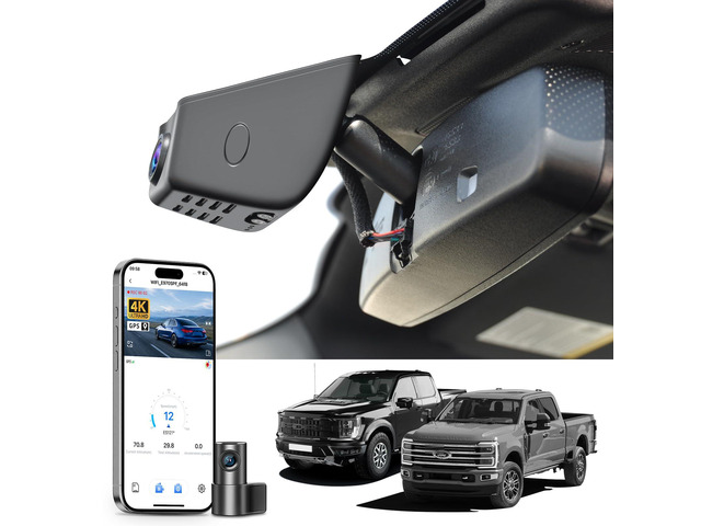 Front 4K & Rear 1080P Dash Cam fit for Ford F150 2018-2026 F250/F350/F450 Super Duty 2020-2026 XLT Lariat King Ranch Raptor Limited Platinum (Model...