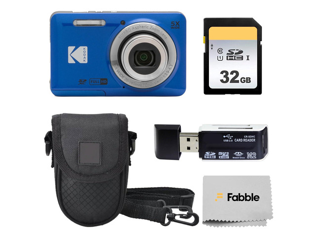 PIXPRO FZ55 16MP Digital Point & Shoot Camera, 5X Optical Zoom, 28mm Wide Angle, 1080P Full HD Video, Bundle with 32GB SD Card, Protective Case,...