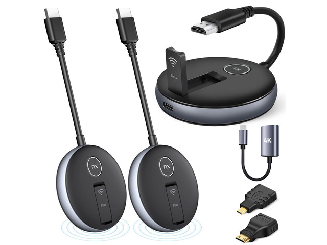 Wireless HDMI G9R Pro One Transmitter and Two Receivers, Wirelessly Simultaneous Expansion of Multiple TVs 165FT/50M 5.8G/2.4G @60Hz, Plug and Play...