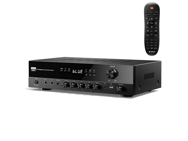 Stereo Receivers, 5.1 Channel Audio Amplifier with Bluetooth 5.3, Optical/Coaxial, USB, FM, 2 Mic-in, Echo, RCA, AC-3 Input for Home, Karaoke,...