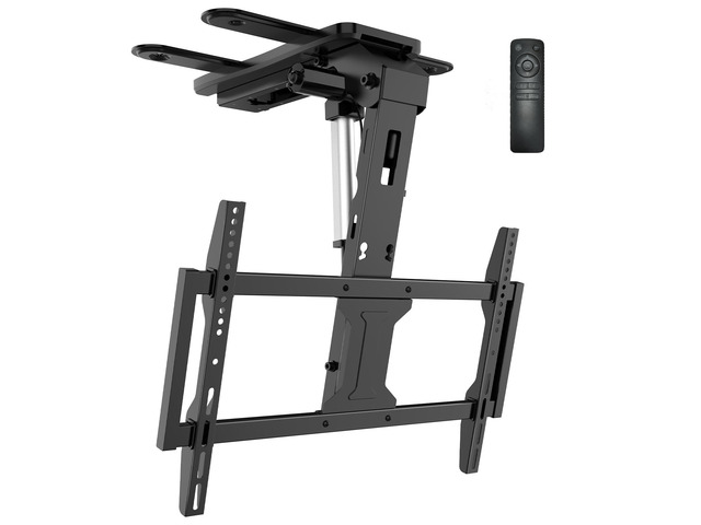 Motorized Ceiling TV Mount Flip Down for 37-75 Flat Curved TVs, Electric Ceiling Mount TV Bracket with Remote, Fits Flat & Pitched Ceiling, Up to...