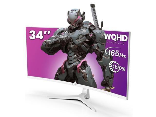 34'' White Gaming Monitor 165Hz/144Hz, 21:9 1500R Ultrawide Curved Monitors, WQHD 3440x1440 120% sRGB VA Computer Display Support FreeSync,...