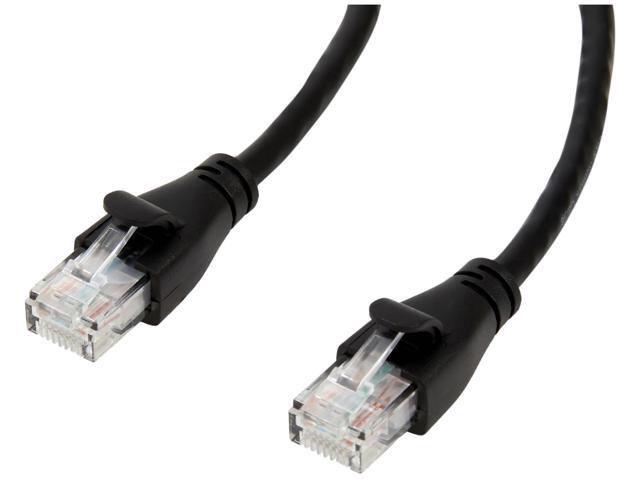 RJ45 Cat-6 Ethernet Patch Network Cable, 1Gbps Transfer Speed, Gold-Plated Connectors, 25-Foot, Black, 10-Pack