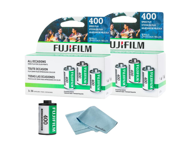 400 Color Negative Film (35mm Roll Film, 36 Exposures, 6-Rolls, 2-Pack) + BluebirdSales Microfiber Cleaning Cloth