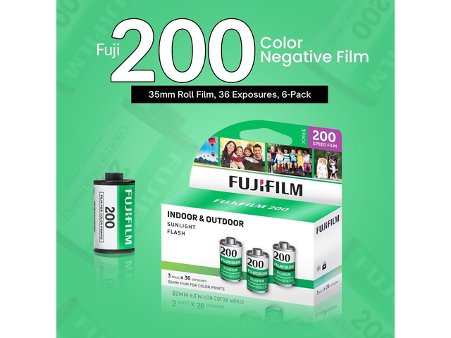 200 Color Negative Film (35mm Roll Film, 36 Exposures, 6-Pack) + BluebirdSales Microfiber Cleaning Cloth Bundle