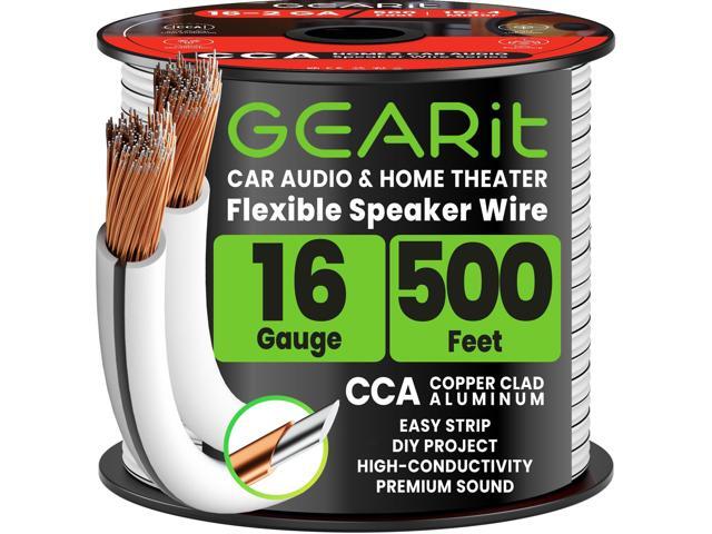 16 Gauge Speaker Wire 500 ft,16 Gauge Wire with Foot Markers &amp; Polarity Markings,Flexible Speaker Cable for Car Audio &amp; Home Theater Speakers,Audio...
