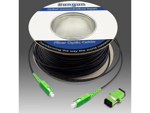 150m (500ft) Outdoor Armored SC/APC to SC/APC Fiber Optic Internet Cable, Low Friction Singlemode Patch Cable, Fiber Optic Jumper Optical Patch...