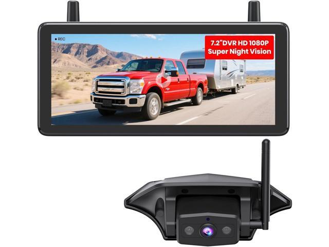 RV Backup Camera Wireless Plug and Play: Compatible with Pre-Wired RV, IR Night Vision, HD 1080P 7.2'' DVR 3-Channels, Stable Signal & Wide Angle...