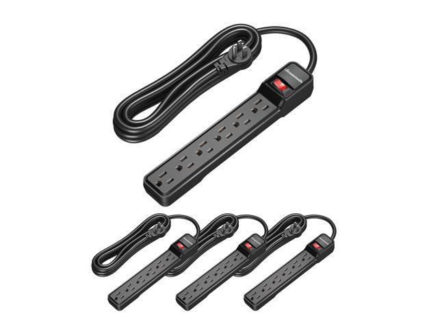 15 Foot Long Power Strip, 6-Outlet Power Strip 15FT, 15 Amp Circuit Breaker, Low Profile Flat Plug, Surge Protector for Office, Living Room,...