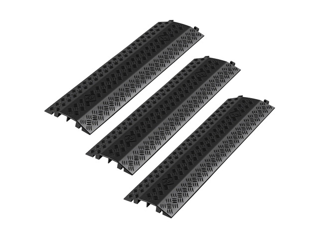 3 Pack Drop Over Cable Cover, 2 Channel Heavy Duty Cable Hose Protector Ramp, 38.3'' Floor Cord Cover, 17,500 lbs/Axle Load Capacity, for Traffic...
