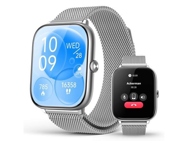 Silver Smart Watch for Men Women with Blood Pressure Monitor, 2.06' AMOLED Display, Metal IP68 Waterproof Fitness Tracker, 118 Sports, Heart...