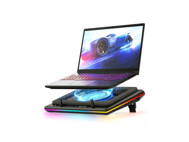 V12 Gaming Laptop Cooling Pad, RGB Laptop Cooler, Laptop Cooling Fan Stand with 5.5 Inch Powerful Turbofan, for 15.6-19in Laptop, Adjustable Speed,...