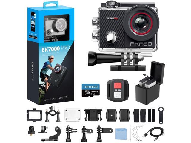 EK7000 Pro 4K30fps Action Camera with 256GB MicroSDXC U3 Card Accessories Kit Bundle, 20MP Ultra HD 131ft Waterproof Underwater Camera EIS WiFi...
