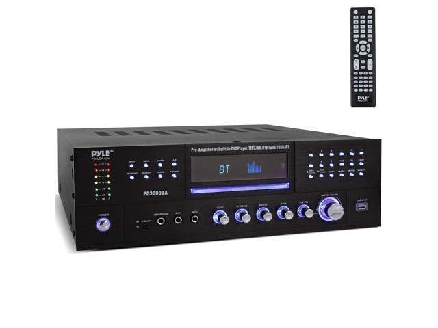 4 Channel Bluetooth Home Amplifier - Front Loading DVD/CD Player - 3000W Peak Stereo Receiver - 2 Mic Inputs w/ Echo, FM Radio,Optical...