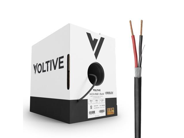 14/2 Speaker Wire, in-Wall CL3 & Direct Burial, Black, 500ft - 14AWG, 2 Conductors, Stranded Oxygen-Free Copper, UL Listed - V-1208-5