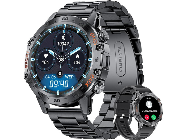 Military Smart Watches for Men(Answer/Dial Calls),1.39''HD DIY Screen 5ATM Waterproof Fitness Watch,100 Sports Modes, with Blood Pressure/Heart...