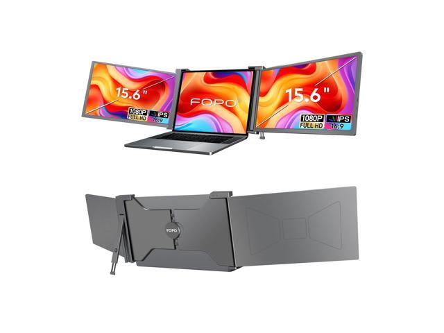 15.6' Triple Portable Laptop Monitor, FHD 1080P IPS Screen Extender Portable Display for 15.6 17.3 Laptops, PnP Travel Laptop Screen Extender with...