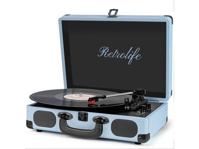 Vinyl Record Player 3 Speed Bluetooth Suitcase Portable Belt Driven Record Player with Built in Speakers RCA Line Out AUX in Headphone Jack Vintage...