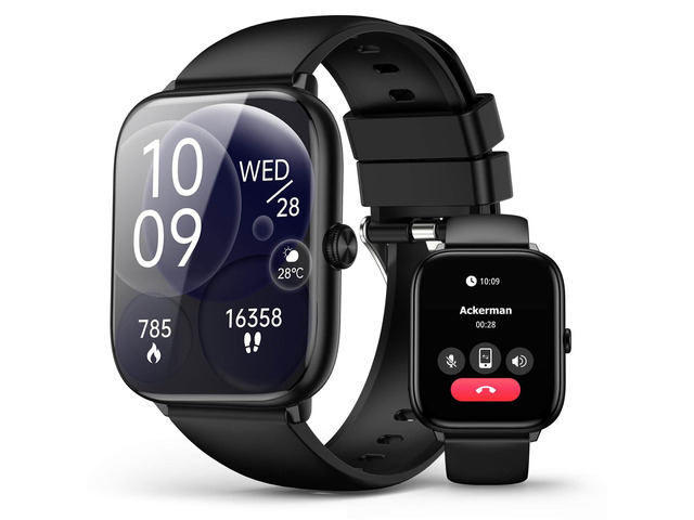 Black Smart Watch for Men Women, Bluetooth Call, 2.06' HD AMOLED Fitness Tracker, 118 Sports Modes, Blood Pressure/Heart Rate/SpO2/Sleep Monitor,...