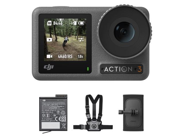 Osmo Action 3 Outdoor Combo - 4K/120fps Action Camera with Chest & Backpack Strap Mount for Hiking and Cycling, Super-Wide FOV, HorizonSteady, Cold...