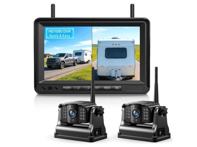 Dual Magnetic Wireless Backup Cameras - HD1080P 7 DVR Monitor, Stable Signal for RV/Trailer/Truck/Tractor/Camper/Hitch/Travel, 1-Min Install-Free,...