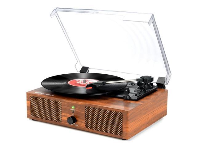 Vinyl Record Player with Upgraded Speakers and USB,Belt Driven Bluetooth Turntable with 3 Speed AUX Input Headphone Jack and RCA Output