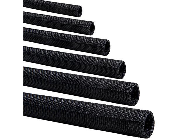 Split Sleeve Wire Loom for High Temperature Automotive Harness and Home Cable Management, 25ft 3/4 inch Braided Cable Management Sleeve Cord...