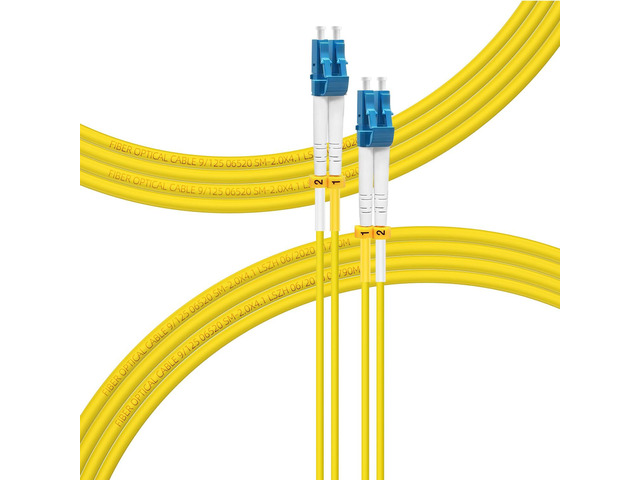 100M-1Pack LC to LC Single Mode Fiber Patch Cable OS2, SM Fiber Optic Cable, SMF Singlemode Fiber Jumper Cord, Duplex, 9/131um, Yellow, LSZH,...