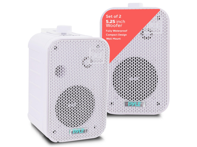 Indoor / Outdoor Waterproof Speaker System - 5.25 Inch Pair of Weatherproof Wall/Ceiling Mounted Speakers with Heavy Duty Mesh Covers, 200 Watts...