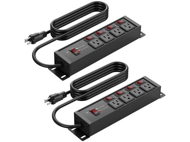2PCS Heavy Duty Power Strip Surge Protector 20 AMP Individual Switches. 12 Gauge Extension Cord with Multiple Outlets. Garage, Shop, Industrial...