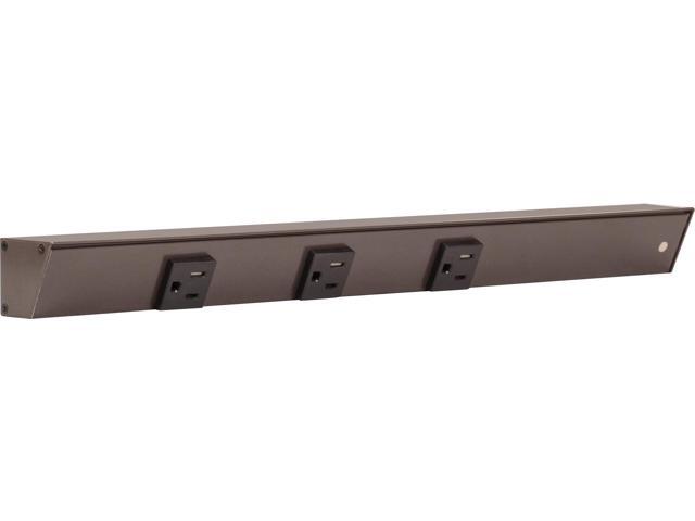 Task Lighting APT Angled Power Strip 18 inch Right, 3 Receptacles, Bronze