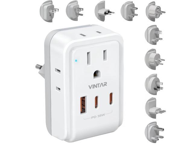 Universal Travel Adapter Kit, PD 35W International Power Adapter with 4 AC and 3 USB Ports(2 USB C), Type A,B,C,D,E/F,G,H,I,L,M Detachable...
