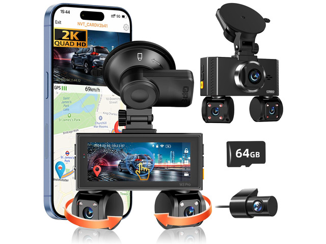 360Â° View 4 Channel Dash Cam Front and Rear, Dash Camera for Car with 3.16' IPS Touch Screen, 8 IR Night Vision, 5G WiFi & GPS,APP Control, G Sensor,...