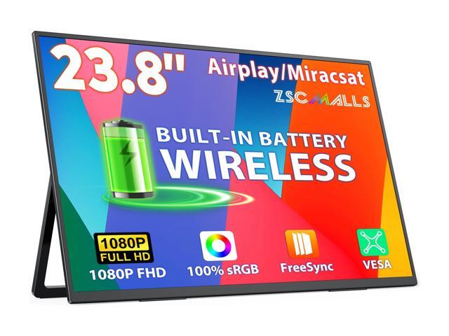 23.8 Inch Wireless Portable Monitor with Builtin Battery, 1080P FHD IPS Display, AirPlay & Miracast Screen Casting, No App Needed, USBC DP Alt Mode...