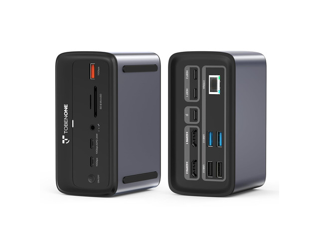 MacBook Docking Station Dual 4K@60Hz, 16-in-2 USB C Docking Station with 2 HDMI Ports, 7 USB Ports, 100W GaN Power Supply & 20W Charging, 2.5Gbps...