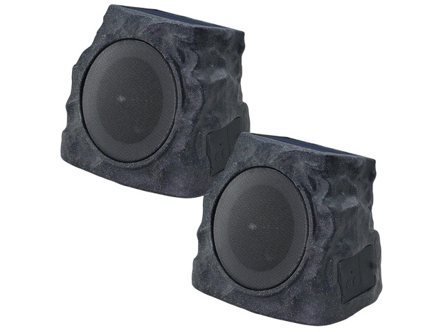 2-Pack Solar Powered Rock Speakers Outdoor Water-Resistant IP44 Rock Speaker with Lights RGB Colors and USB Charging for Patio Pool Party Yard...