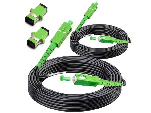 (30m 2Pack) SC/APC to SC/APC Fiber Optic Internet Cable, Outdoor Armored Single Mode Patch Cable, Fiber Optic Jumper Optical Patch Cord SIMPLEX...