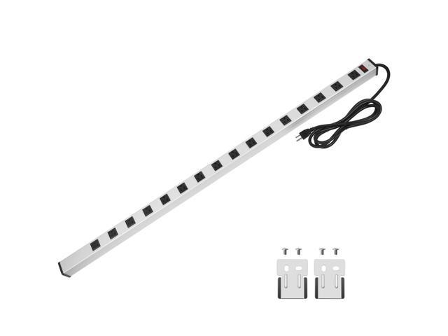 Long Heavy Duty Metal Power Strip, 16 Outlet Large Industrial Multi Wide Strip for Garage Workshop, Extension Cord with Multiple Outlets, 15A,...
