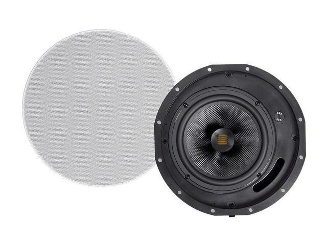 Amber 2-Way Carbon Fiber Ceiling Speakers - 6.5 Inch with Magnetic Grille and Ribbon Tweeter (Pair) Black