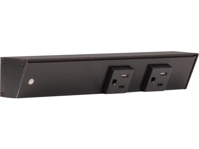 Task Lighting APT Angled Power Strip 9 inch Left, 2 Receptacles, Black