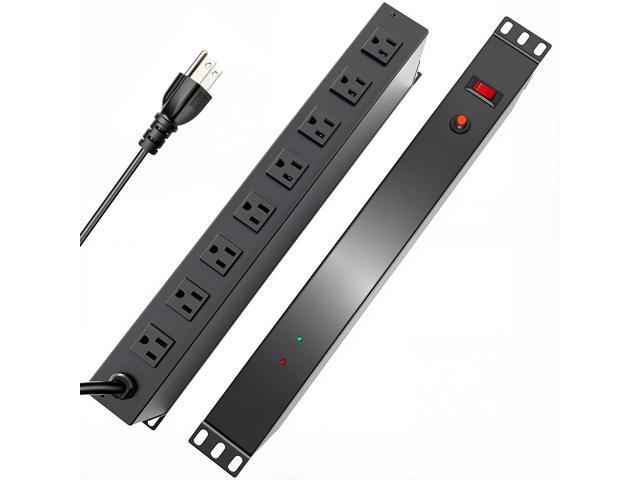8-Outlet 1U Rack Mount PDU Power Strip, 2000J Surge Protection, 6ft Cord 14AWG Cord PDU Power Strip for 19-Inch Network Server Racks